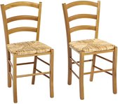 Set van 2 stoelen PAYSANNE - massief beuken, rijststro L 39 cm x H 86 cm x D 41 cm