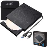 Luxel - Externe DVD en CD speler voor Laptop - Draagbare DVD CD Brander - 99 Ultra - Zwart