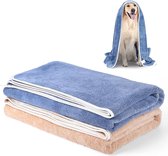 Handdoek voor honden, 2 stuks microvezel handdoeken voor honden en katten, handdoeken voor huisdieren op extra absorberend/machinewasbaar, badhanddoek voor grote en middelgrote honden en katten