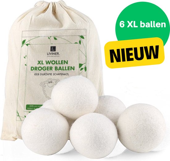 Foto: Droger ballen wol wasdroger herbruikbare wollen droger ballen droogballen voor snellere droogtijd set 6 stuks wasbollen voor wasdroger liviner