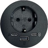 Exit Spot zwart, 1x stopcontact, usb A-C lader en usb-c hub