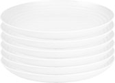 PlasticForte Assiette ronde/assiette de camping - 6x - D25 cm - Blanc ivoire - plastique