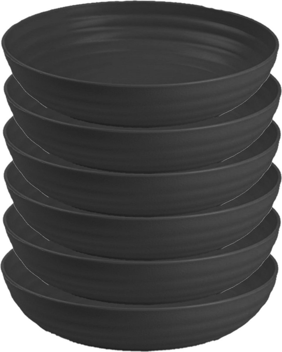 Plasticforte Kommetjes/schaaltjes - 6x - dessert/ontbijt - kunststof - D22 x 5.5 cm - antraciet