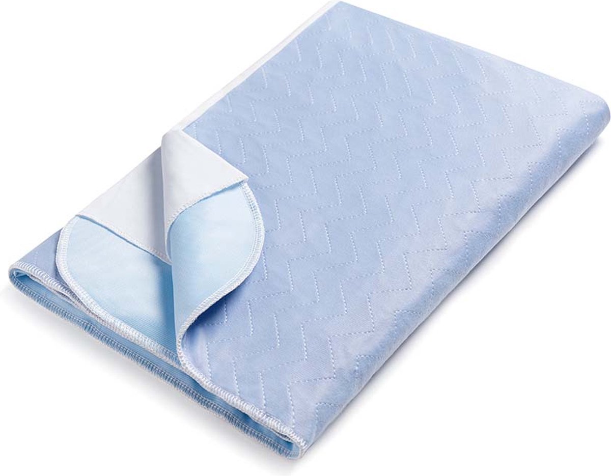 Absorberende Bed Onderlegger blauw 85 x 90 cm - Zonder instopstrook