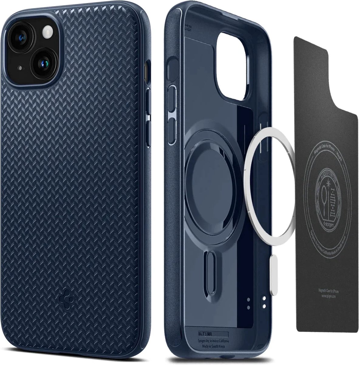Geschikt voor Spigen Apple iPhone 15 Geschikt voor Mag Back Cover hoesje - Blauw