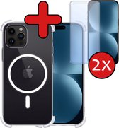 Coque pour iPhone 15 Pro Max Magsafe Case Antichoc Transparente avec 2x Protecteur d'écran - iPhone 15 Pro Max Case Magsafe Case Antichoc
