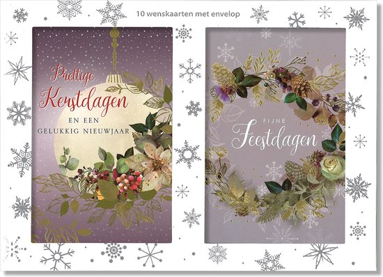 100 Luxe Kerst- en Nieuwjaarskaarten met Pen - 9,5x14cm - 20 x 5