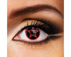 Partylens® zwarte kleurlenzen - Pentagram - zachte jaarlenzen met lenshouder - Halloween - Cosplay