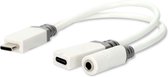 Nedis USB-C Adapter - USB 2.0 - USB-C Male - USB-C Female / 3,5 mm Female - 0.10 m - Rond - Verguld - PVC - Wit - Doos