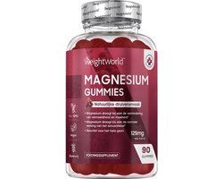 Magnesium Citraat Gummies - 125 mg - 90 Vegan Gummies - Met Natuurlijke Druivensmaak - Vegan Magnesium Citraat supplement - Alternatief voor Magnesium Citraat, Magnesium Bisglycinaat en Magnesium Glycinaat tabletten - van WeightWorld