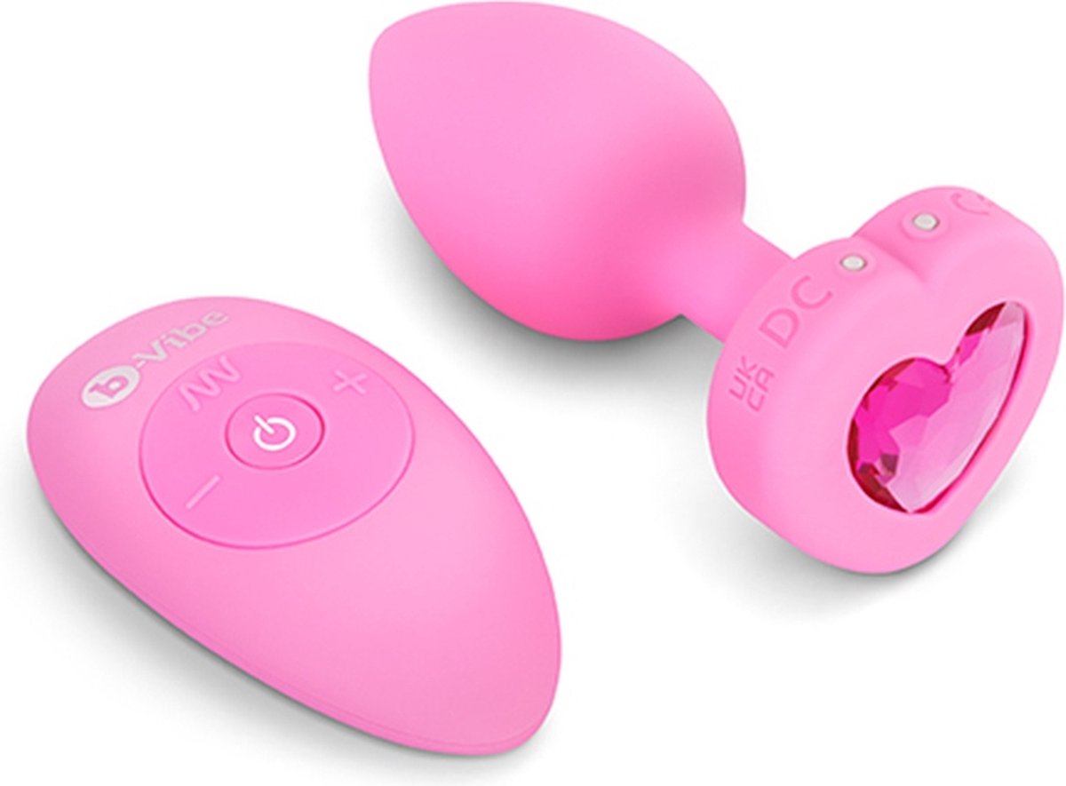 Goedkoopste B-Vibe - Vibrerende Hartvormige Butt Plug S/M Roze