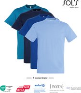 4 Pack SOLS Heren T-Shirt 100% katoen Ronde hals Sky blue, Kobalt blauw, Denim, Aqua Maat XL