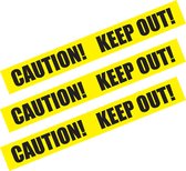 Markeerlint/afzetlint - 3x - Caution! Keep out! - 6m - geel/zwart - kunststof