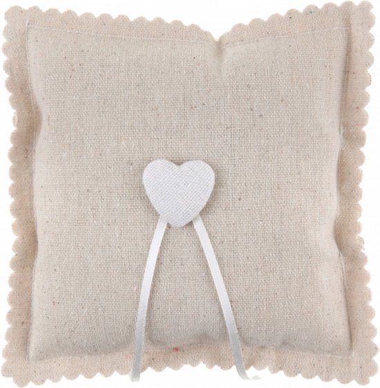 EinsSein ring cushion 2 Flower basket set Jute Flower | 20x20cm | Large Wedding ring Cushion with Jute lace & satin | iVntage Wedding decoration with Pearls and tulle