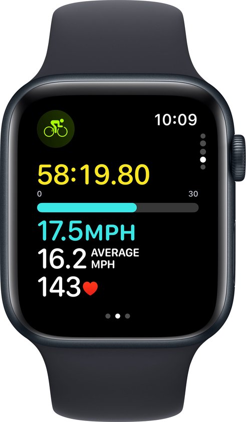 Apple Watch SE 2023 - GPS + Cellular - 44mm Midnight Aluminium Case with Midnight Sport Band - M/L