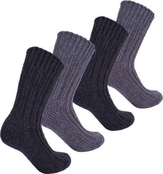BRUBAKER 4 Paires de Chaussettes en Laine d'Alpaga – Grijs – Taille 35-38