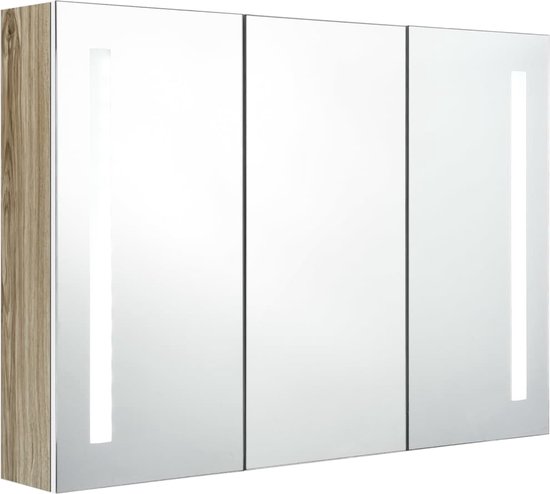 Badkamerkast met spiegel en LED 89x14x62 cm