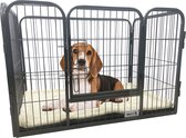 MaxxPet Puppy Run - Cage pour chien - Chenil pour chiots - Enclos pour chiens - 93X61X63 cm - Anthracite/ Zwart - Incl. Plaid