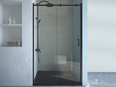 Shower & Design Schuifdouchedeur met wieltjes mat zwart industriële stijl - 120 x 195 cm - ANAKAO L 120 cm x H 195 cm x D 1.92 cm