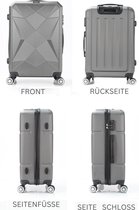 Reiskoffer - Koffer met TSA slot - Reiskoffer op wielen - Stevig ABS - 65 Liter - Diamond - Zilver - Travelsuitcase - M