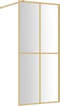 vidaXL - Inloopdouchewand - transparant - 100x195 - cm - ESG-glas - goudkleurig