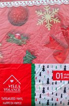 Kersttafelkleed-Vinyl-Rood-200x140-Afneembaar met vochtige doek-Feestdagen kerst tafelkleed