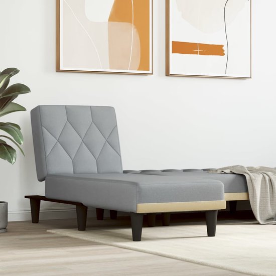 The Living Store Chaise longue - verstelbaar - lichtgrijs - 55 x 140 x 70 cm - ademende stof