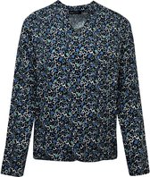 Chemisier femme Pink Lady - chemisier col V femme - imprimé pétrole/bleu - col montant - M211 - taille M