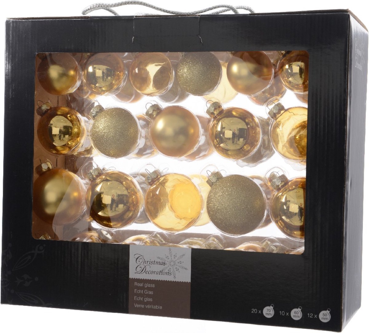 Decoris kerstballen mix - 42 Stuks - Glas - Goud – foto 4