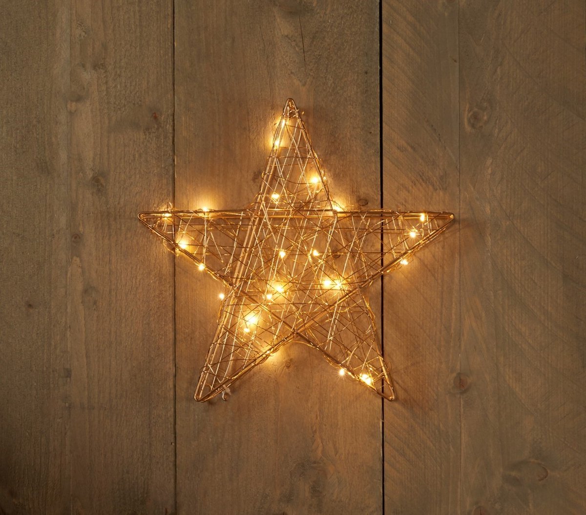 Kerstverlichting Batterijverlichting metaal ster goud 30 cm 25 LED...