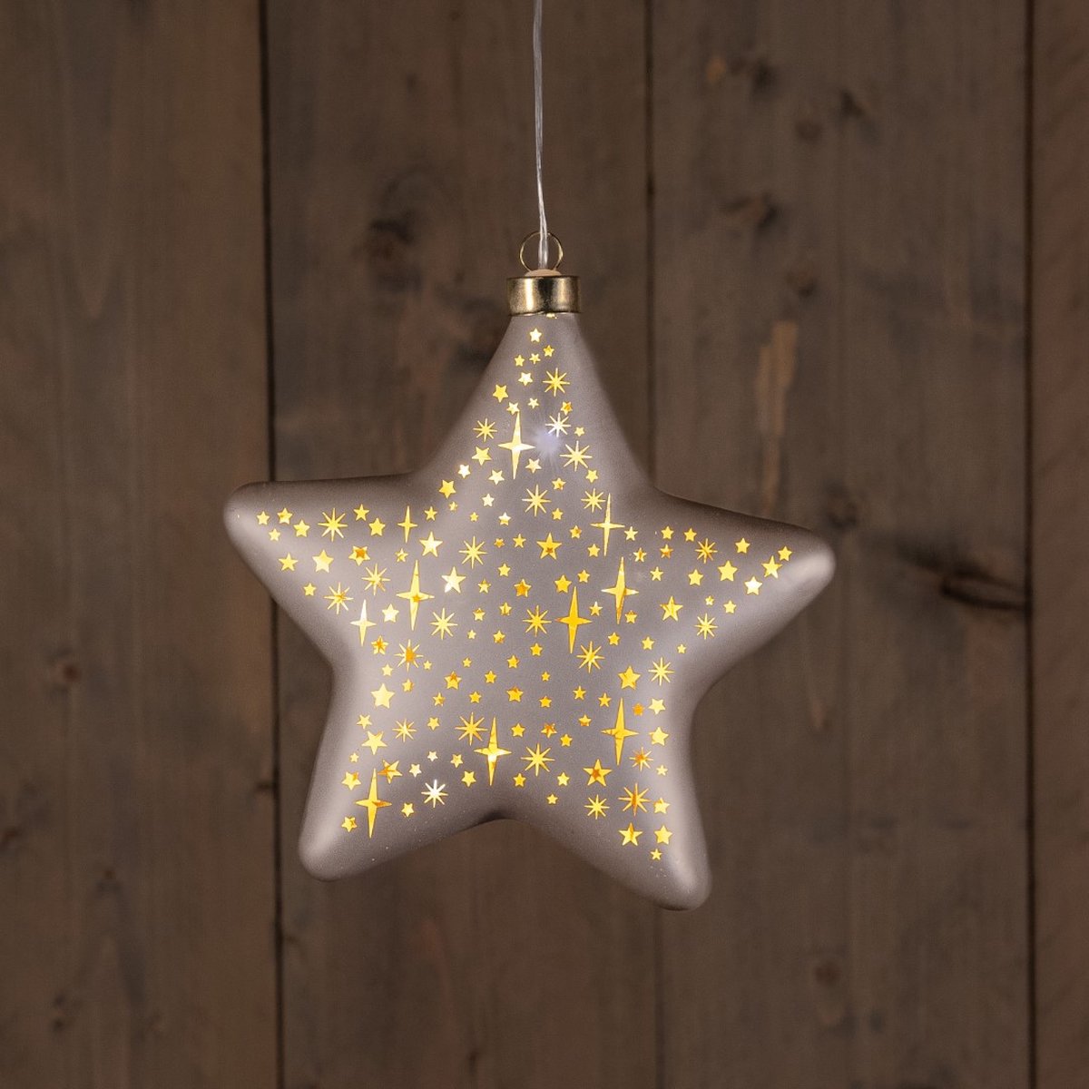 B.O.T. Star Glass Matt Champagne With Stars 19 cm kerstverlichting...