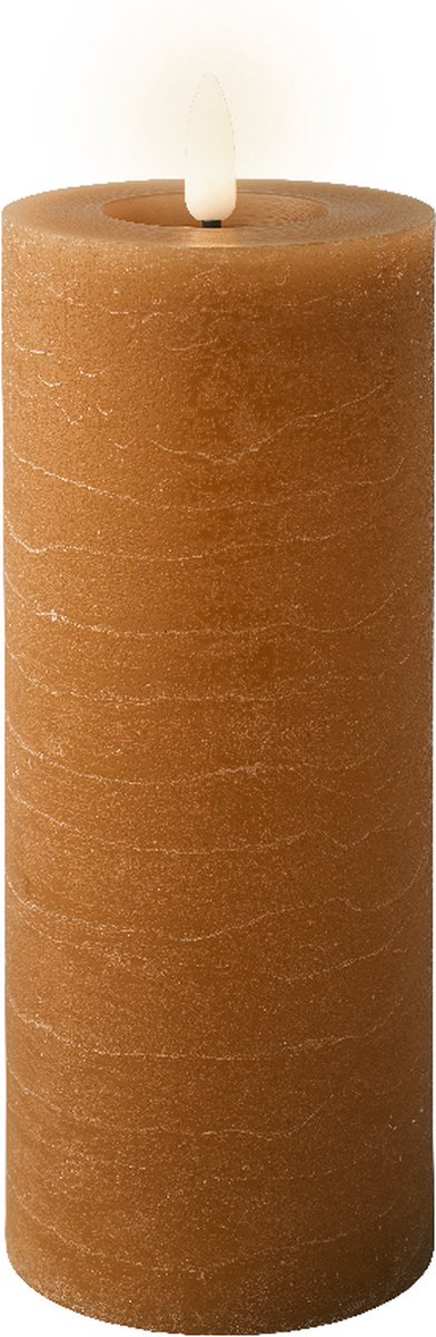 Lumineo LED kaars wax bruin voor binnen - 7 x 19 cm