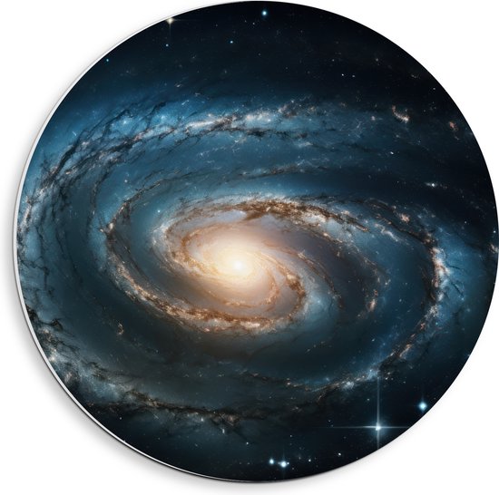 PVC Schuimplaat Muurcirkel - Galaxy - Sterren - Kleuren - 40x40 cm Foto op Muurcirkel (met ophangsysteem)