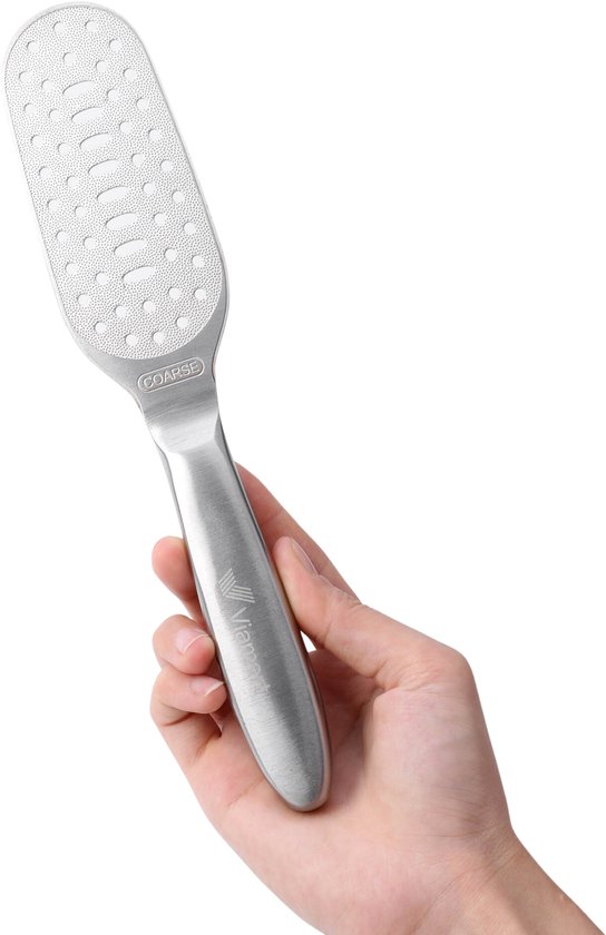 Foto: Viamart professionele voetvijl foot file rvs pedicure voetverzorging harde huid dode huid callus remover likdoorn eksteroog eeltvijl eeltrasp eeltschraper eeltverwijderaar ergonomisch ontwerp