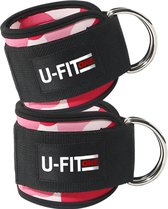 U Fit One 2 Stuks Ankle Strap Fitness met Draagtas - Roze Enkelband - Ankle Cuff Strap - Enkel straps - Gewichten - Billen trainer - Billen lift - Heup trainer