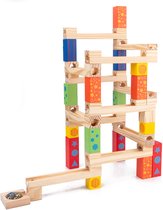 Houten Knikkerbaan - Montessori Speelgoed - Motoriek - Cognitief - Kleurrijk - Peuters - Kleuters - 3Y
