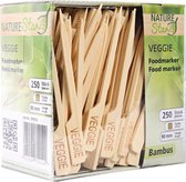 NatureStar Food Markers Veggie en bambou - 250 pièces - brochettes en bois - brochettes 9 cm - jetables - entièrement compostables