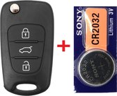 Autosleutel 3 knoppen + batterij CR2032 geschikt voor Kia sleutel / K2 / K5 / Rio / Sportage / sleutelbehuizing