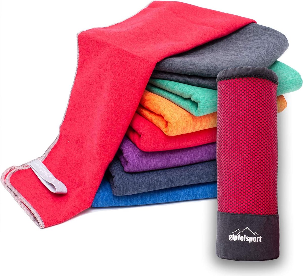 Microvezel handdoek, voor sauna, fitness en sport - strandhanddoek, sporthanddoek - 140x70cm - Rood Gepatroneerd