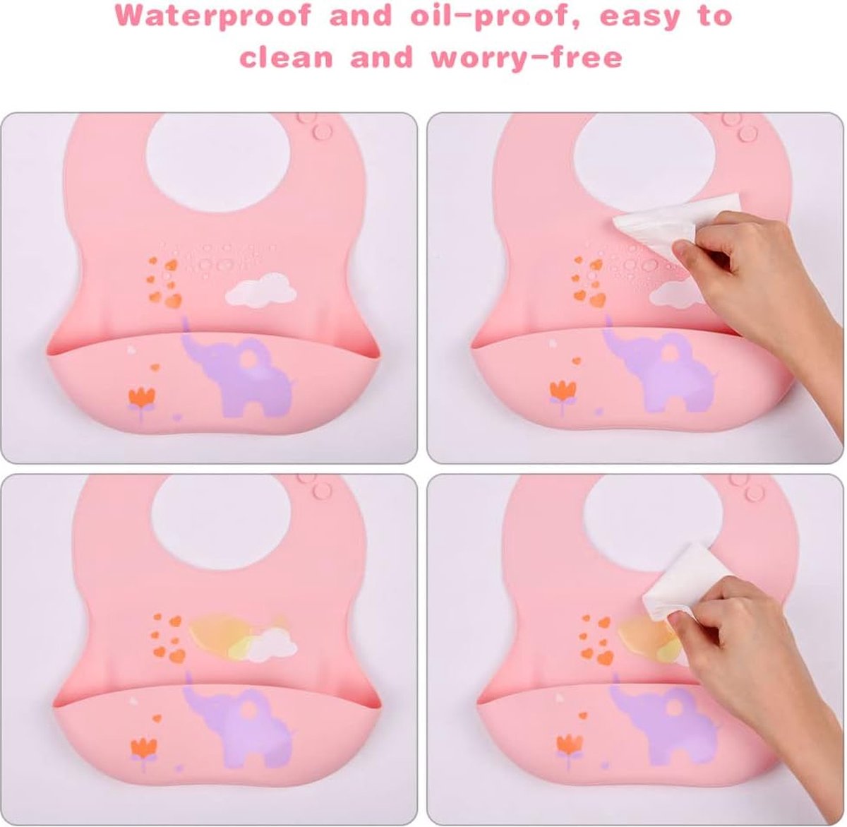 PandaEar 3 waterdichte slabbetjes met opvangbak, BPA-vrij, instelbaar afwasbaar PandaEar 3 waterdichte slabbetjes met opvangbak, BPA-vrij, instelbaar afwasbaar