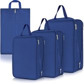 Ultralichte pakzakken met compressie, S, M, L, XL Packing Cubes, compressietas voor kleding en schoenen, kledingtassen als bagage-organizer, set (marineblauw)