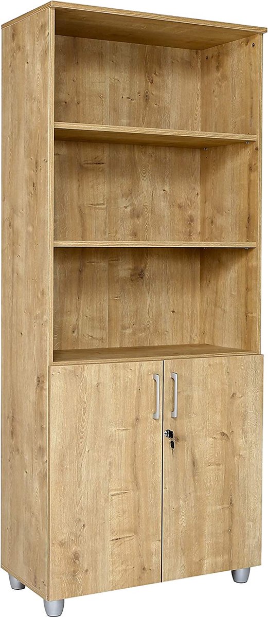 Furni24 Archiefkast open bovenkant 80 cm x 40 cm x 190 cm saffier eiken decor