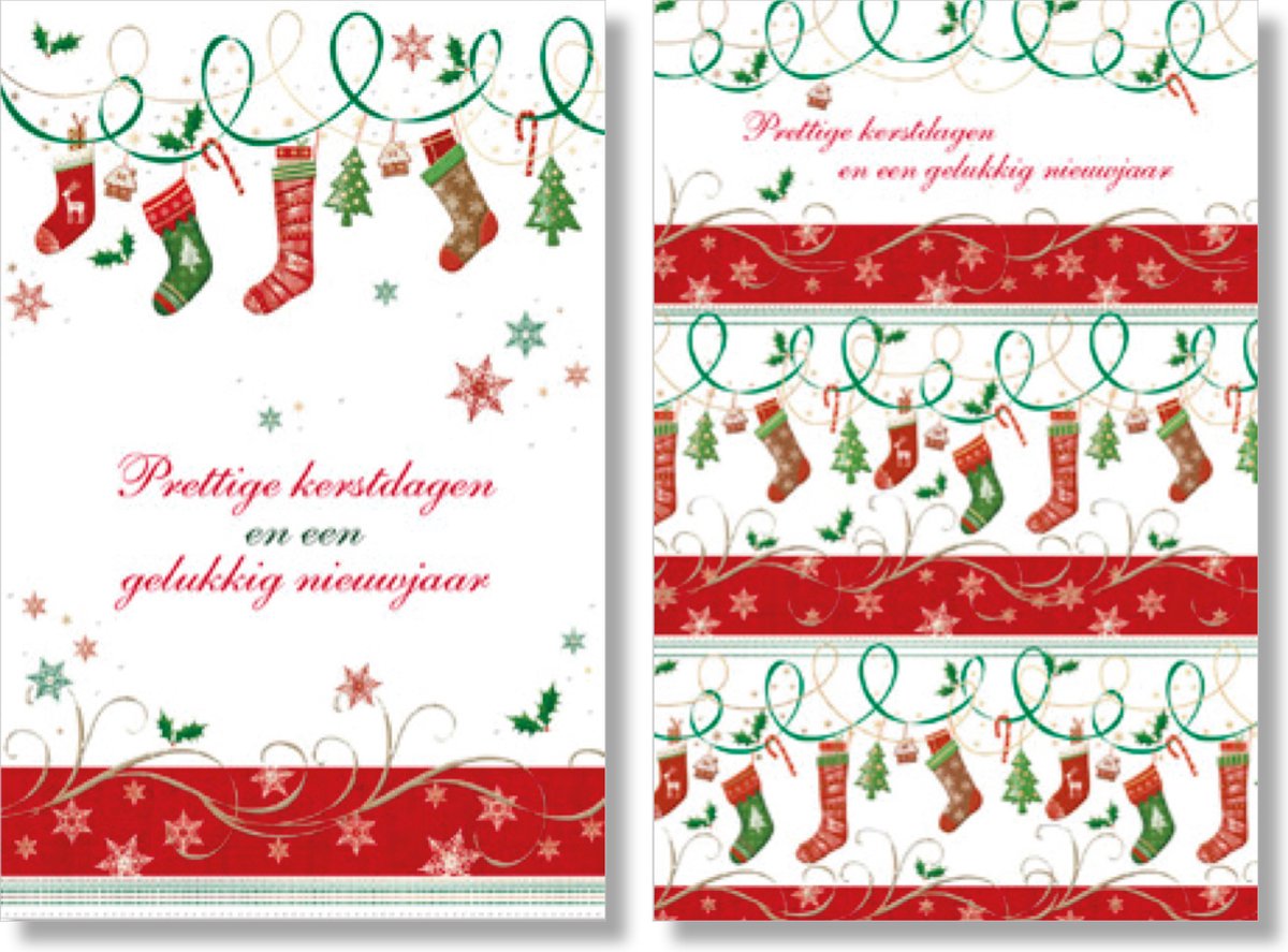MGPcards - 2 doosjes à 10 Luxe dubbele wenskaarten - Kerst/Nieuwjaar - Foliebewerking - Witte envelop - 10.5 x 16 cm - 2 Motieven per doosje