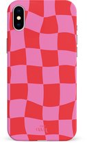 Drunk In Love - Double couche - Coque adaptée pour coque iPhone X / Xs - Blocs imprimés rose - Coque antichoc - Coque de protection adaptée pour coque iPhone Xs / X - Rose
