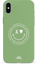 xoxo Wildhearts Kindness Is Key - Single Layer - Smiley case hoesje geschikt voor iPhone X / Xs hoesje - Hoesje met smiley face - Emoji hoesje geschikt voor Apple iPhone X / Xs hoesje - Groen