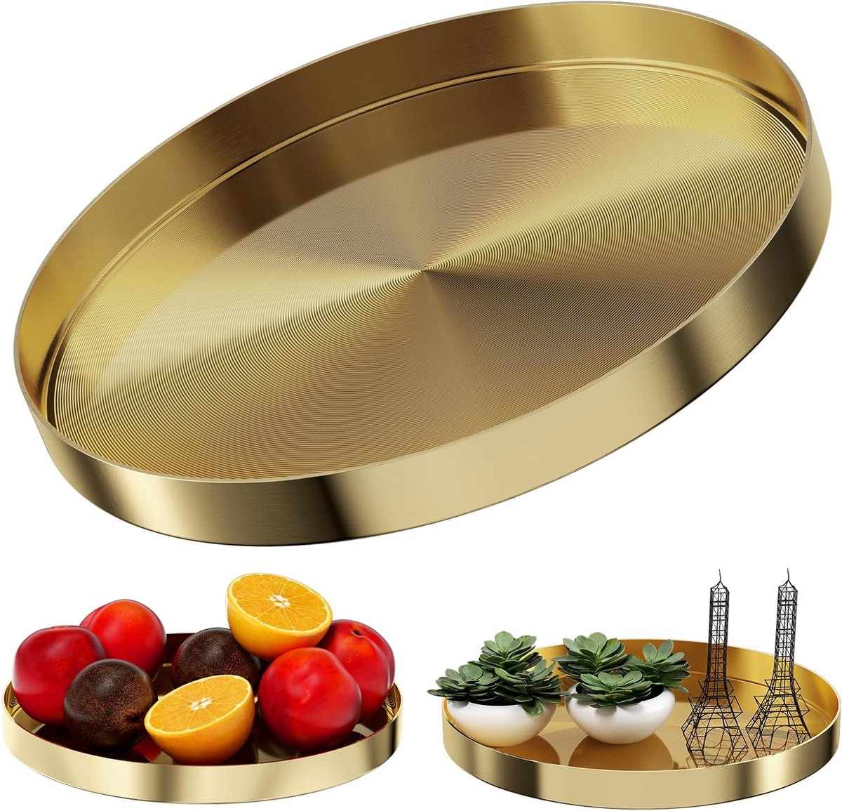 Inox Plateau à Servir 30cm Assiette Buffet Plateau Assiette de Fête  Dekotablett