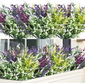 Kunstbloemen UV-bestendige buitenplanten 12 bundels nep-plastic lavendel buitenplant struik nep-struiken voor tuin, plank, hangende decoratie (gemengde kleur)