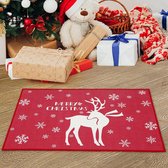 Deurmat Kerst decoratieve deurmat met bedrukt hertenpatroon welkomstmat voor Kerstmis antislipdeurmat wasbare vloermat badmat rood 50 x 80 cm