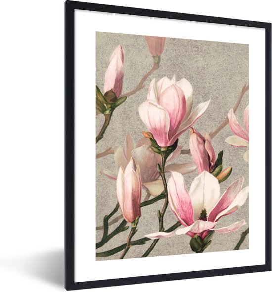 Cadre photo avec affiche - Fleurs - Rose - Botanique - Nature - 60x80 cm - Cadre pour affiche