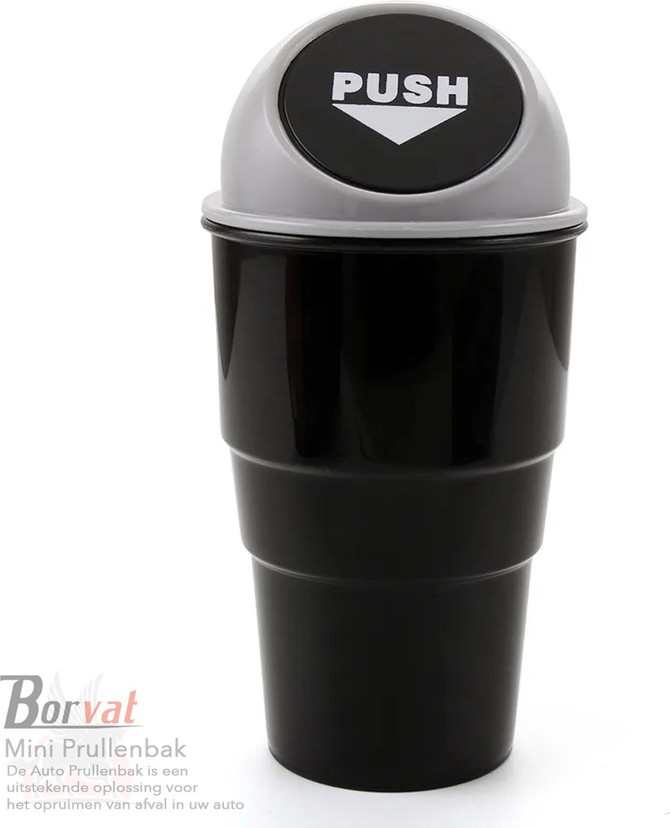 Borvat® - Mini Prullenbak - Auto Prullenbak - Prullenbak voor Bekerhouder - Grijs